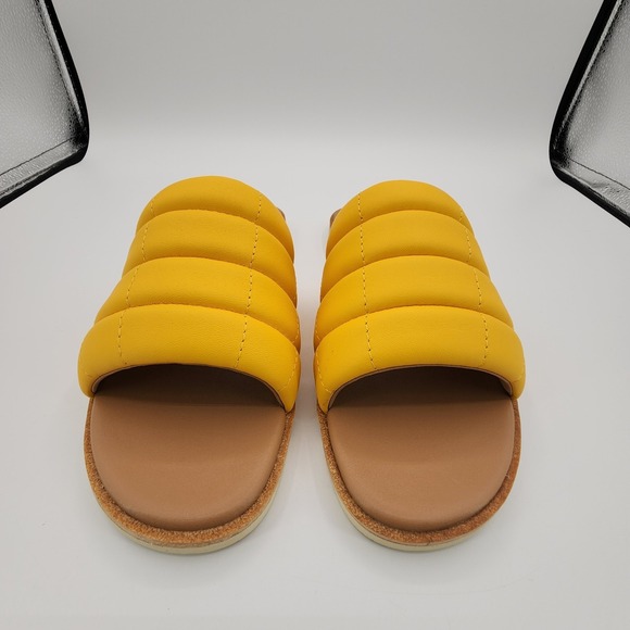 Sorel Ella III Slide Sandals Womens Size 9 Yellow Ray Honey Quilted‎ Leather NEW - Picture 5 of 13